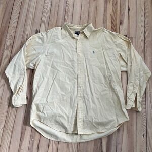 Polo Ralph Lauren Mens XL Button Down Shirt Pale Yellow‎ Long Sleeve Cotton Pony